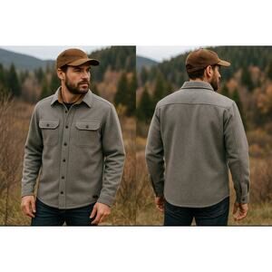 JACHS New York Men’s Shirt Jacket M Gray Wool Blend Lined Shacket Button-Up $130